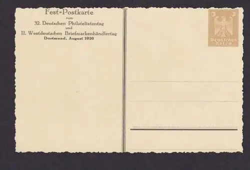 Deutsches Reich Privatganzsache Dortmund Philatelie Briefmarken Ausstellung 1926