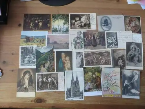 Nachlass Ansichtskarten meist Jugendstil Epoche oft religiöse Motive + Topo 185