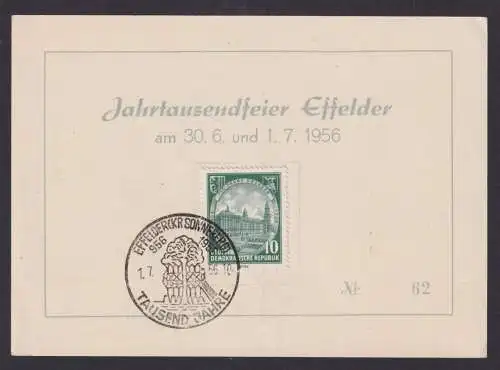 DDR Effelder Sonnenberg Jahrtausendfeier nummeriertes Gedenkblatt Nr. 62 1956