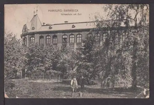 Ansichtskarte Hamburg Barmbeck Volksschule am Zoll 1914