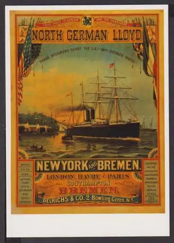 Werbung Reklame Künstler Ansichtskarte North German Lloyd Schifffahrt New York