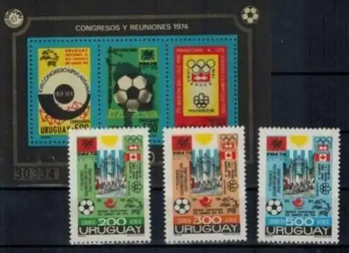 Uruguay Flugpost 1313-1315 + Block 21 Ereignisse Kongresse Luxus postfrisch MNH