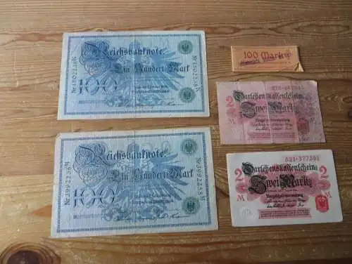 Geldscheine Banknoten Deutsches Reich Konvolut von 39 Scheinen unterschiedliche