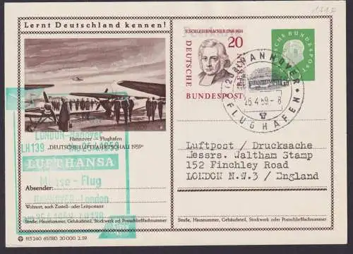 Bund Flugpost Airmail Ganzsache + Zuf berlin Männer Hannover Niedersachsen