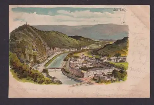 Litho Ansichtskarte Bad Ems Rheinland Pfalz n. Wien Österreich