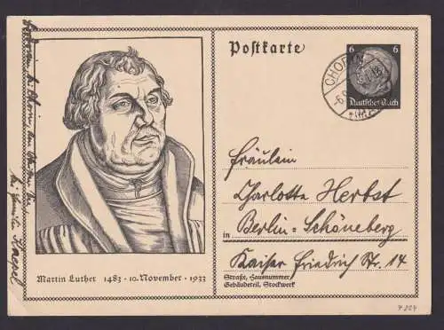 Deutsches Reich Chorin Brandenburg Ganzsache Berlin Portrait Martin Luther