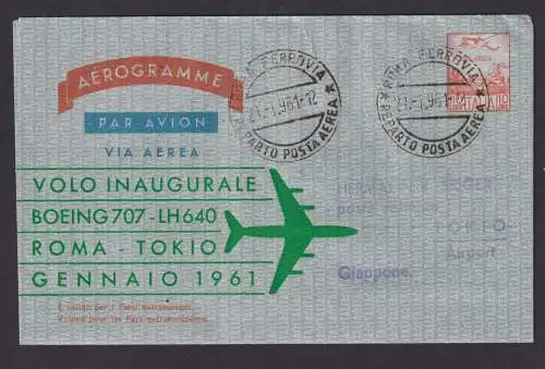 Flugpost Brief Air Mail Italien Ganzsache Aerogramm Boeing 707 LH 640 Rom Tokio