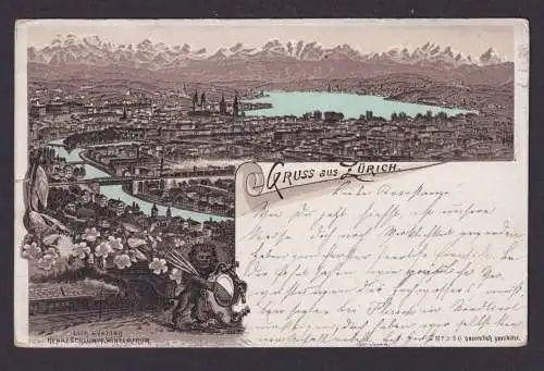 Litho Ansichtskarte Zürich Schweiz Totalansicht Gebirge n. Laibach Ljubljana