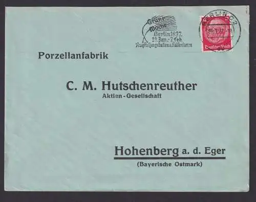 Berlin Deutsches Reich Brief SST Grüne Woche Berlin 1937 Ausstellungshallen am