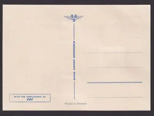 Flugpost SAS schöne Flugkarte Marken Dänemark Norwegen Schweden The Kings of