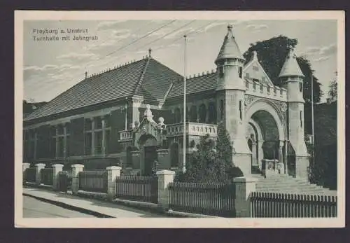 Ansichtskarte Freyburg a. Unstrut Sachsen Anhalt Turnhalle Jahngrab