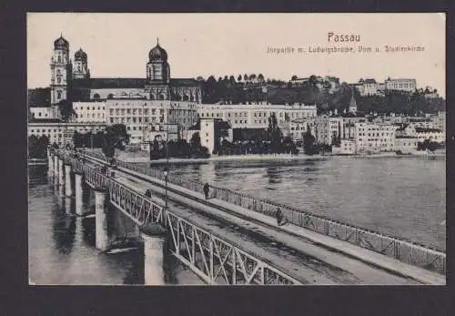 Ansichtskarte Passau Bayern Inn Fluss Ludwigsbrücke Dom Studienkirche n. München