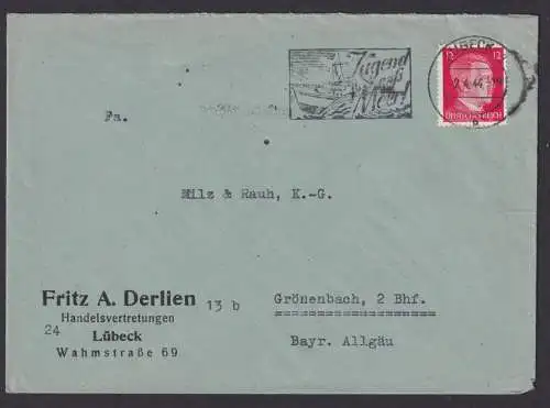 Lübeck Schleswig Holstein Deutsches Reich Brief Propaganda SST Jugend aufs Meer