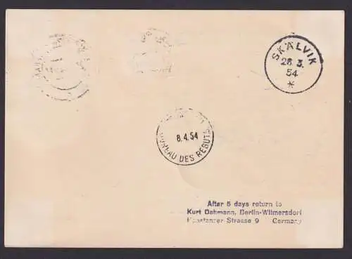 Flugpost Air Mail Helikopter Post MIF Posthorn Hamburg Skälvik Schweden 1954