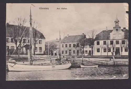 Ansichtskarte Tönning Schleswig Holstein Am Hafen Boote Alte Häuser ab Husum