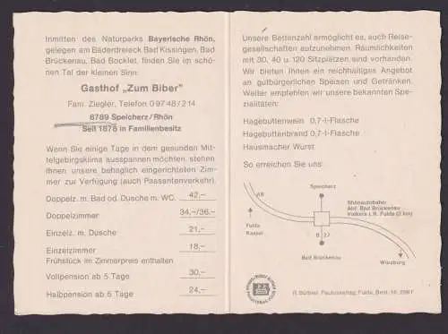 Ansichtskarte Speicherz Rhön Bayern Klappkarte Reklame Gastronomie Gasthof Zum