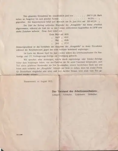 Brief Tätigkeitsbereicht Kriegshilfe d. Angestellten der SSWSiemensstadt August