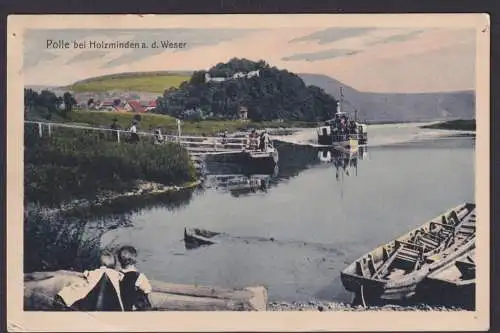 Ansichtskarte Polle b. Holzminden Niedersachsen Weser Fluss Schifffahrt Anleger