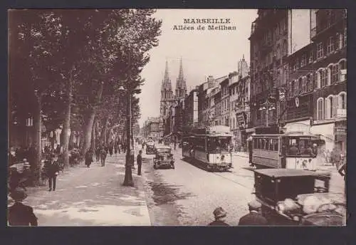 Ansichtskarte Marseille Frankreich Allee de Meilhan Einkaufsstrasse Strassenbahn