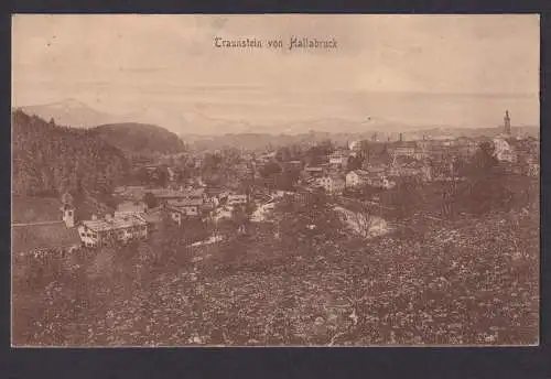 Ansichtskarte Traunstein Bayern Blick v. Hallabruck n. Miesbach Bayern