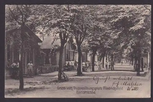 Ansichtskarte Truppenübungsplatz Friedrichsfeld Hessen Karlstrasse Feldpostkarte