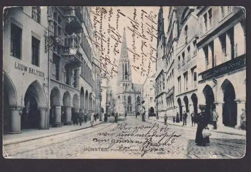 Ansichtskarte Münster NRW Principalmarkt Geschäft Ludwig Baltzer Kirche n.