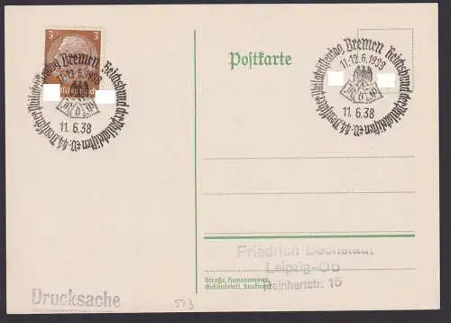 Bremen Deutsches Reich Karte Philatelie SST Reichsbund der Philatelisten e.V.