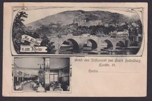 Ansichtskarte Heidelberg Baden Württemberg Neckar Rhein Gastronomie Restaurant