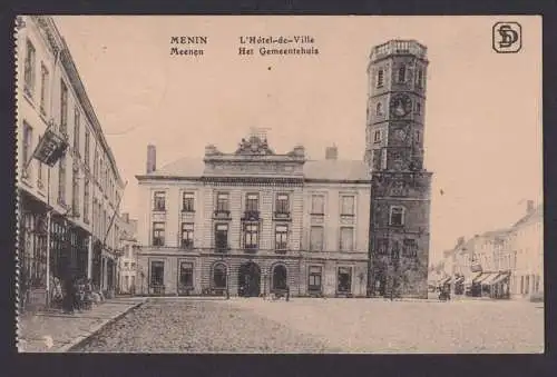 Ansichtskarte Menin Meenen Belgien Hotel de Ville Feldpost n. Dresden