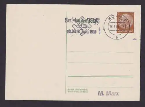 Köln NRW Deutsches Reich Drittes Reich Postkarte Anlass Propaganda Kreistag