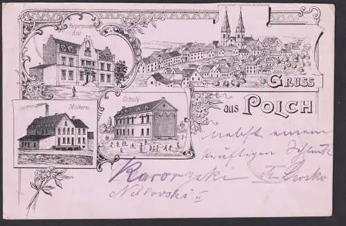 Ansichtskarte Polch Rheinland Pfalz Litho Molkerei Schule Bürgermeister Amt Ort