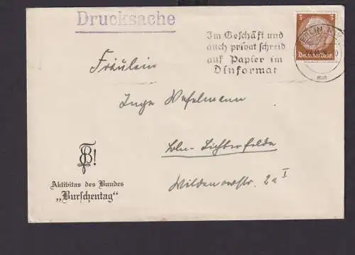 Studentika Aktivitas des Bundes Burschenschaft Berlin Deutsches Reich Brief