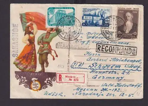 Briefmarken UDSSR R Brief auf schön gestalteten Trachten Umschlag 1957