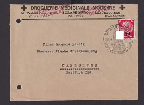 Besetzung Aufdruck 12 Pfg Hindenburg Strassburg Elsaß Frankreich Deutsches Reich