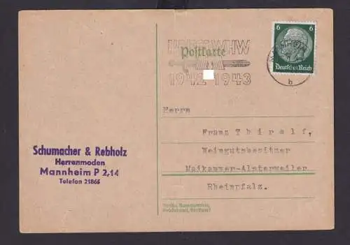 Deutsches Reich Drittes Reich Karte SST Kriegs WHW 1942 bis 1943 ab