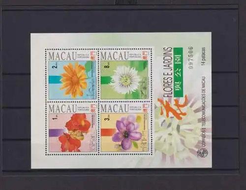 Asien Asia Macau Macao Block 23 postfrisch MNH Pflanzen Blumen Gärten KatWert 24