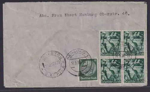 Deutsches Reich Flugpost Brief MIF Hindenburg Destiantion Hamburg Middleton