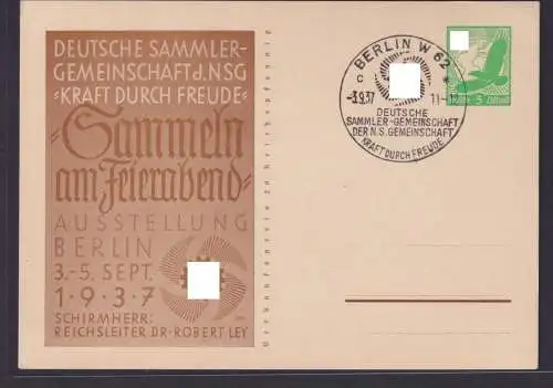 Deutsches Reich Privatganzsache 5 Pf. Flugpost Adler SST KDF Berlin Sammler