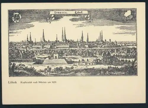 Ansichtskarte Lübeck Kupferstich nach Merian um 1639