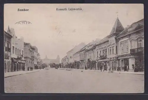 Ansichtskarte Zombor Opština Serbien Strassenansicht Geschäftsstrasse Feldpost