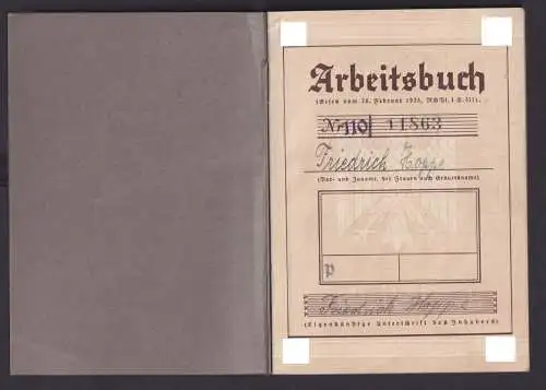 Militaria Deutsches Reich Arbeitsbuch Geburtsort Schevelsstein Hameln Pyrmont