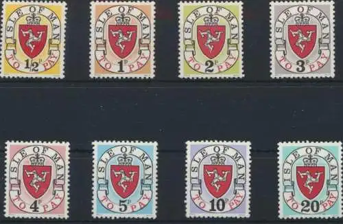 Isle of Man P 1-8 postfrisch - Portomarken Landeswappen 1973 Kat.-Wert 45,00