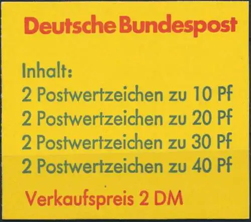 Bundesrepublik Markenheftchen MH 20 c I oZ Unfallverhütung 1974 postfrisch **