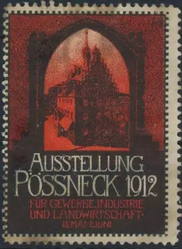 Vignette Reklam Jugendstil Künstler Ausstellung Gewerbe Landwirtschaft Pössneck