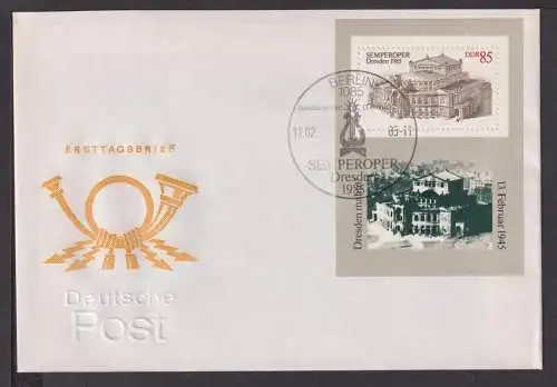 Briefmarken Deutschland DDR Brief Block 1985 Semperoper