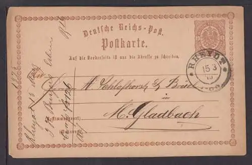 Deutsches Reich Brustschild Ganzsache P1 K2 Rheydt Rheinland Mönchengladbach