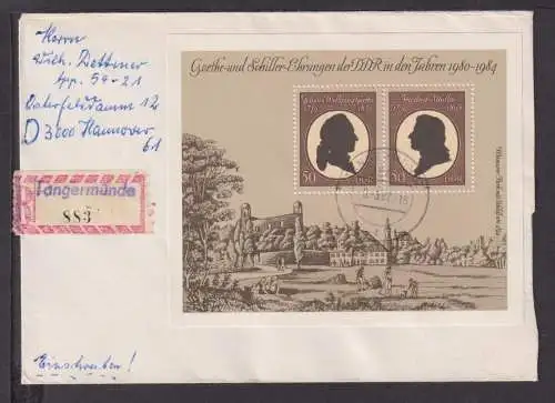 Briefmarken Deutschland DDR Brief Block 1982 Goethe und Schiller Ehrungen