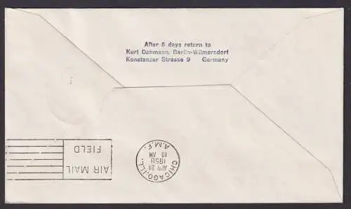 Flugpost Brief Air Mail Lufthansa Bundesrepublik Chicago Illionois USA 1956