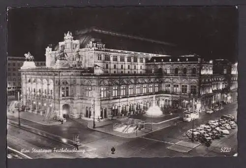 Ansichtskarte Wien Österreich Staatsoper Festbeleuchtung