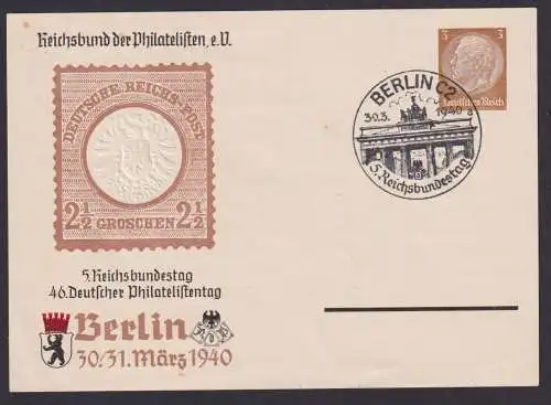 Deutsches Reich Privatganzsache Hindenburg Philatelie SST Berlin Brandenburger